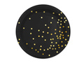 Talerzyki papierowe czarne w złote groszki - 23 cm - 6 szt.