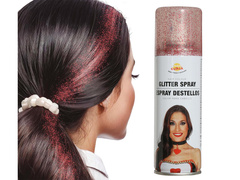 Zmywalny pastelowy spray do włosów 125 ml - brokatowy czerwony