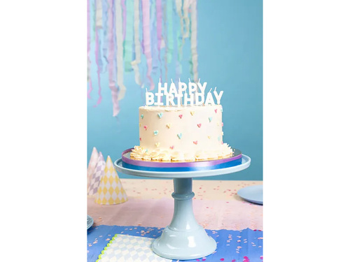 Świeczki pikery napis Happy Birthday - biały