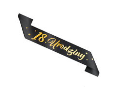 Szarfa urodzinowa 18 Urodziny czarna - 1 szt.