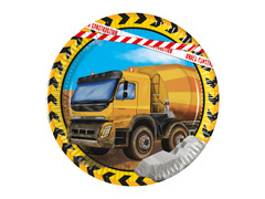 Talerzyki papierowe na urodziny Budowa - 20 cm - 8 szt.