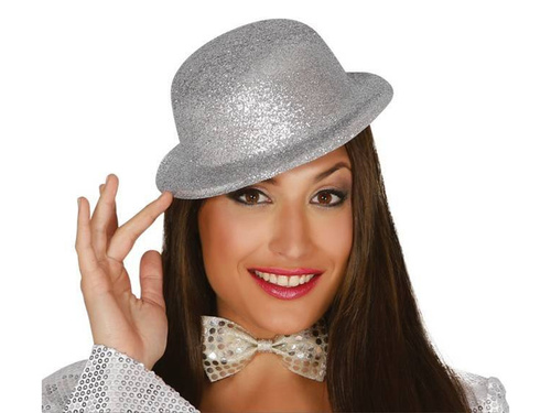 Kapelusz melonik srebrny - 1 szt.