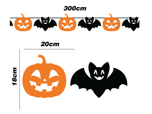 Girlanda z Dynią i Nietoperzem - 300 cm - 1 szt.