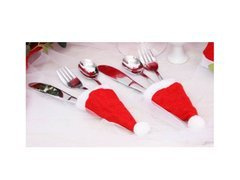 Czapeczki Mikołaja na sztućce, butelkę - 6 szt.