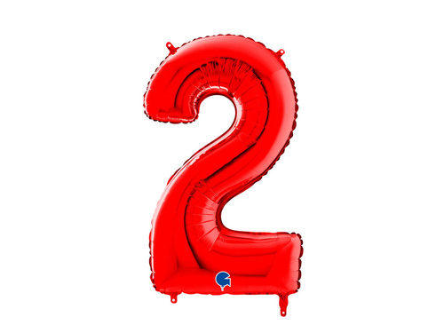 Balon foliowy cyfra 2 czerwona - 66 cm - 1 szt.