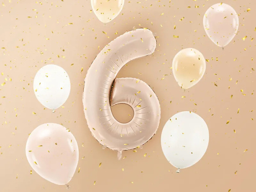 Balon foliowy cyfra 6 ciemnobeżowa - 72 cm - 1 szt.