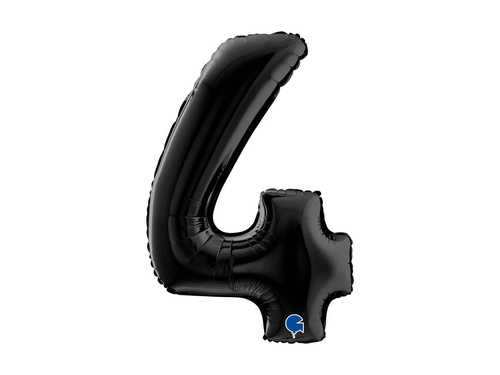 Balon foliowy cyfra 4 czarny - 26" - 1 szt.