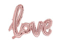 Balon foliowy złoty róż napis Love - 73 cm - 1 szt.