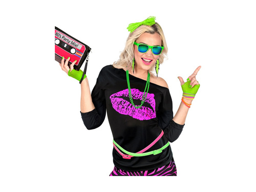 Neonowo zielone siateczkowe rękawiczki bez palców