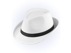 Kapelusz Gangstera biały z czarną lamówką - 1 szt.