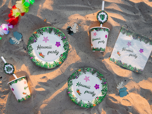 Talerzyki papierowe Hawaii Party - 18 cm - 6 szt.