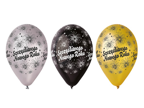 Balony Szczęśliwego Nowego Roku - 30 cm - 6 szt.