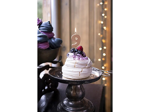 Świeczka cyferka dziewięć różowe złoto - 9 - 1 szt.