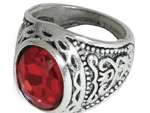 Pierścień gotycki z czerwonym kamieniem - 1 szt.