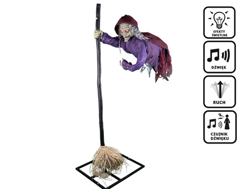 Dekoracja stojąca Czarownica na Miotle - 165 cm - 1 szt.