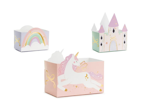 Pudełka na przekąski Zamek i Jednorożce - 6 szt.