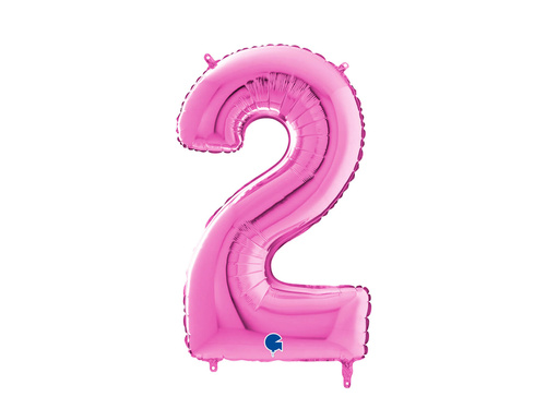 Balon foliowy cyfra 2 fuksjowa - 66 cm - 1 szt.