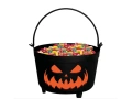 Wiaderko czarne z dynią na Halloween - 24 x 23 cm - 1 szt.