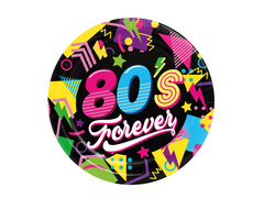 Talerzyki papierowe 80's Forever - 23 cm - 6 szt.