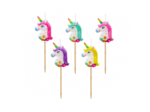 Świeczki pikery Jednorożec - 5 szt.