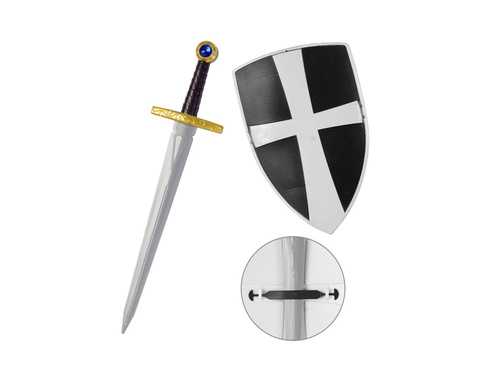 Zestaw krzyżowca: tarcza i miecz - miecz 49 cm, tarcza 19 cm