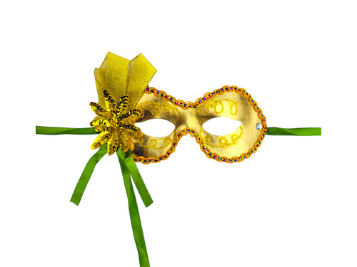 Maska karnawałowa złota z kwiatkiem