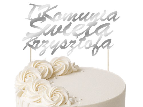 Topper na tort personalizowany I Komunia Święta - 1 szt.