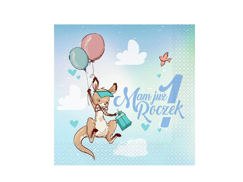 Serwetki Mam już roczek z kangurkiem - 33 cm - 20 szt.