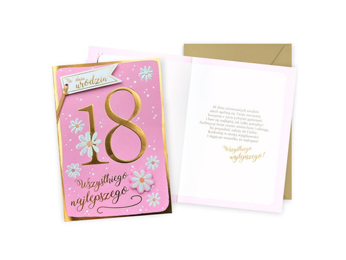 Kartka na osiemnaste urodziny - 16.6 x 11.7 cm - 1 szt.