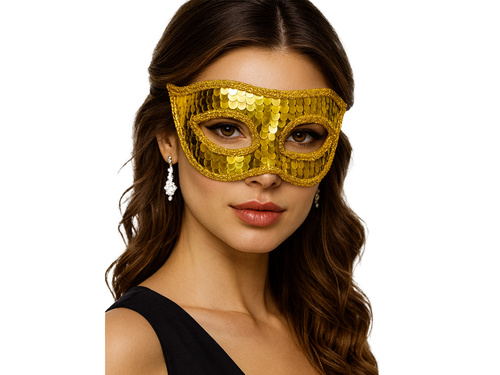 Cekinowa maska karnawałowa - złota - 1 szt.