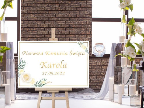 Plakat komunijny personalizowany - I Komunia Święta - 90x60 cm