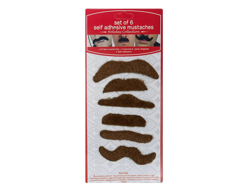 Wąsy samoprzylepne brązowe mix wzorów - 6 szt.
