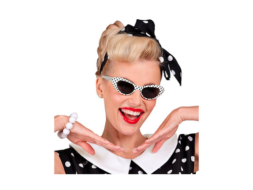 Biała koralikowa bransoletka disco lata 70.