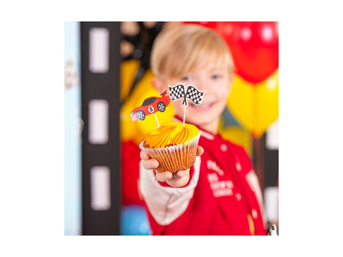 Pikery na tort Wyścigówki - 10,5 cm - 7 szt.