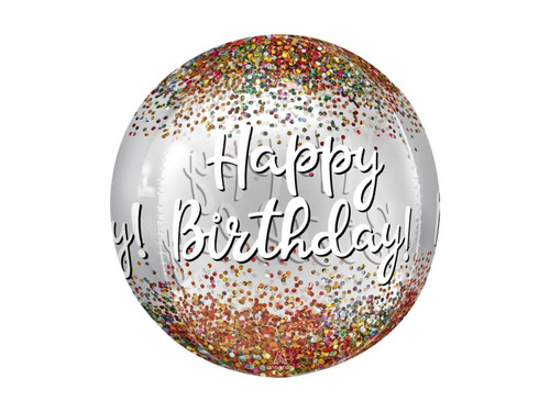 Balon foliowy orbz kula w kolorowe konfetti - 40 cm - 1 szt.