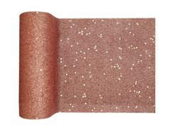 Dekoracja bieżnik brokatowy na stół - różowe złoto - 18 cm x 5 m - 1 szt.