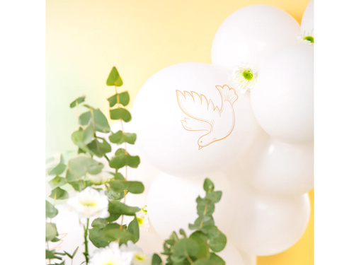 Balony lateksowe białe z gołębiem - 30 cm - 100 szt.