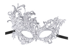 Maska karnawałowa koronkowa - srebrna - 1 szt.