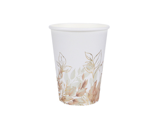 Kubeczki papierowe z brązowymi listkami - 270 ml - 10 szt.