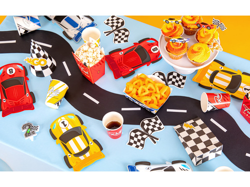 Talerzyki papierowe na urodziny Wyścigówki - 23 x 13 cm - 6 szt.