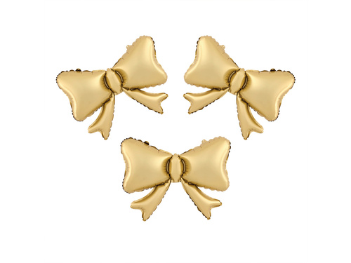 Balon foliowy Kokardka złota - 55 x 42 cm - 3 szt.