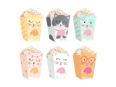 Pudełka na popcorn Kotki - 6 szt.