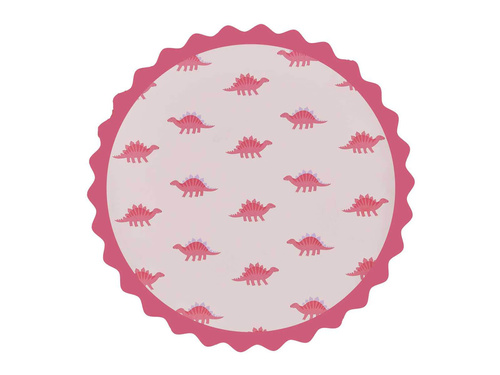 Talerzyki papierowe na urodziny Różowe Dinozaury - 25 cm - 8 szt.