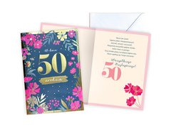 Kartka urodzinowa z kopertą na pięćdziesiątkę - 1 szt.