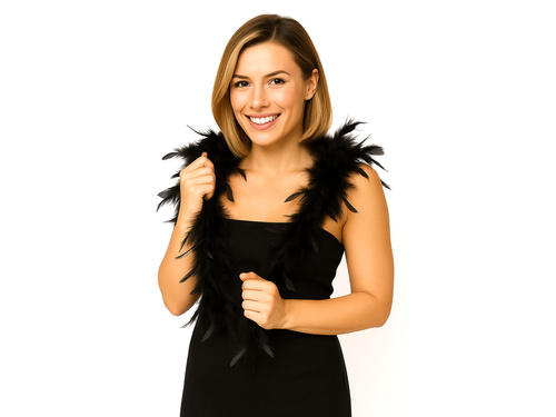 Boa z piór - czarne - 180 cm.