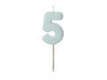 Świeczka cyferka pięć błękitna - 5 - 1 szt.