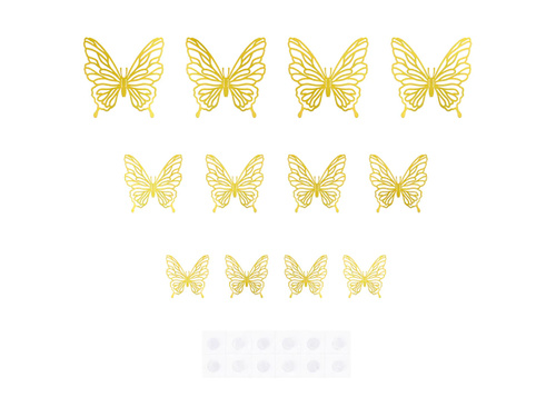 Naklejki motylki ażurowe złote - 12 szt.