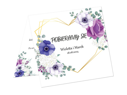 Zaproszenie personalizowane na ślub z kopertą - 6 szt.