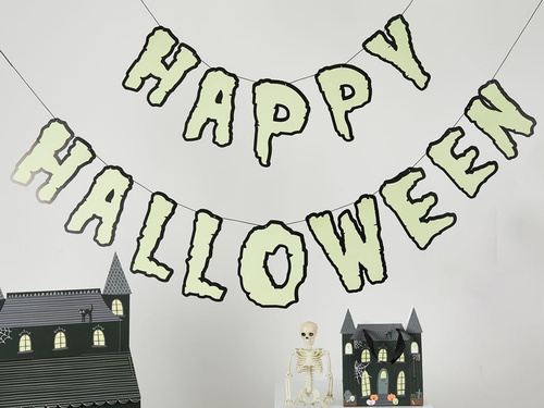 Baner Happy Halloween Fluorescencyjny - 200 cm - 1 szt.