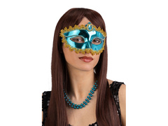 Maska karnawałowa turkusowa z kryształkiem